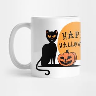 Black Cat Halloween Pumpkin Mug